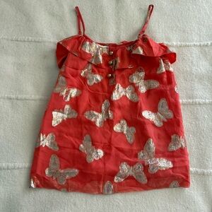 Juicy Couture | Bright Orange Tank with Gold Butterfly Print